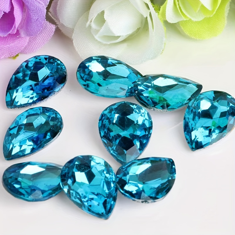 60pcs Colorful Acrylic Teardrop Crystals for DIY Headdresses & Clothing Embellis